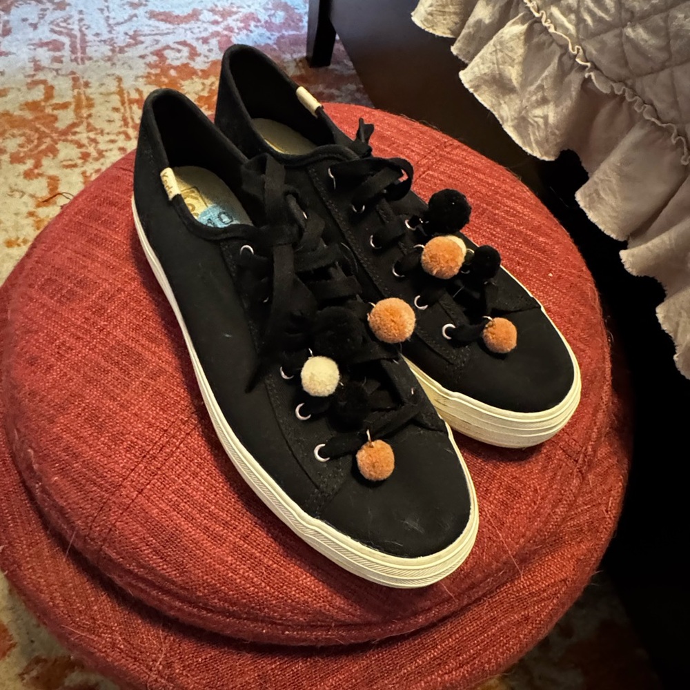 Black Pom-Pom Women's Keds Sneakers